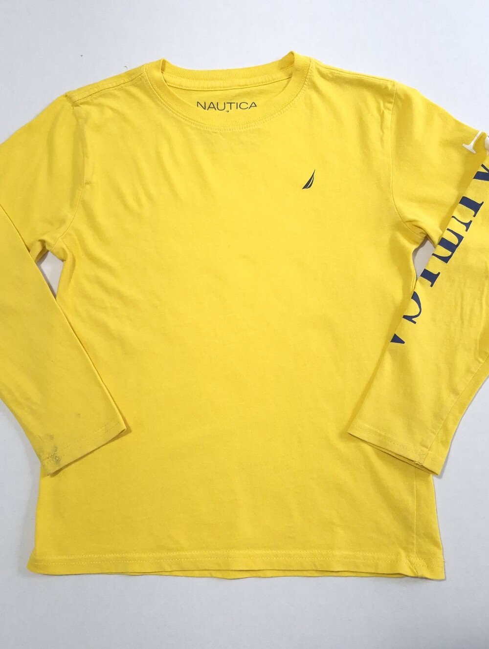 Nautica Boys Yellow Long Sleeve T-Shirt Size 7 Cotton Logo Graphic Sleeve Crew - Picture 4 of 11